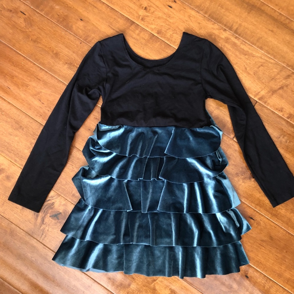 Flower by Zoe holiday dress tiered blk/green sz M